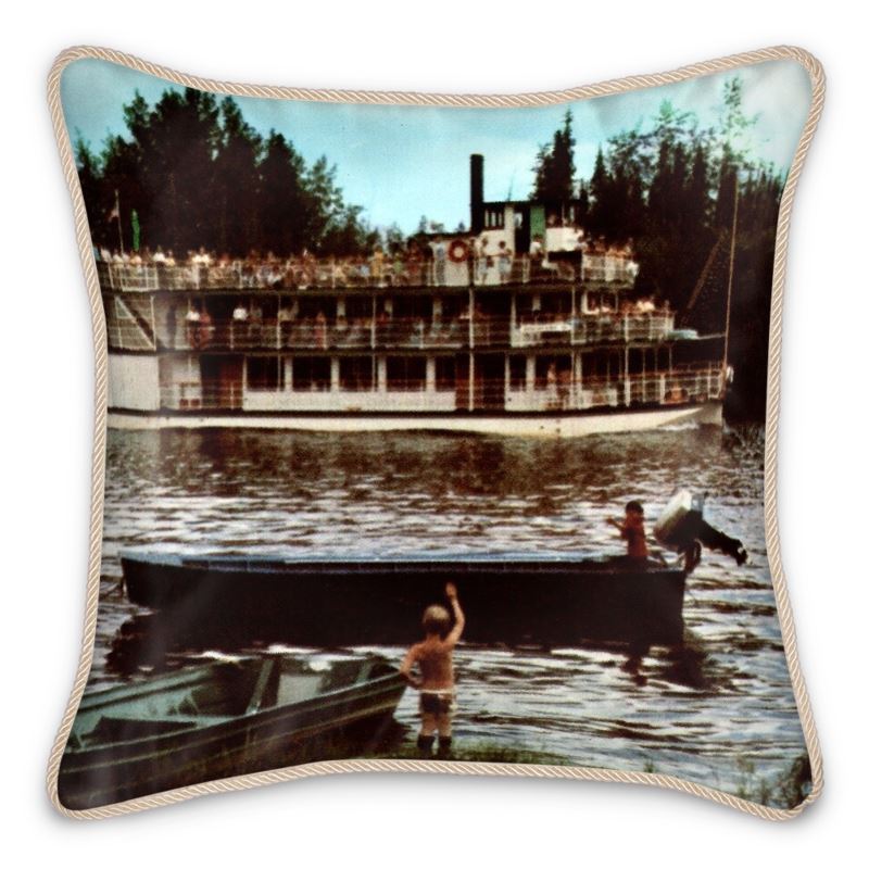 Alaska Fairbanks Chena Paddlewheel Silk Pillow