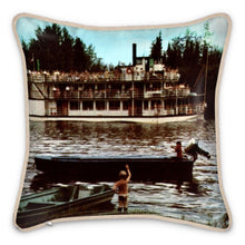 Load image into Gallery viewer, Alaska Fairbanks Chena Paddlewheel Silk Pillow
