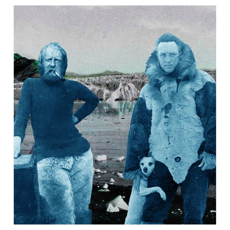 Arctic Explorers Admiral Richard Byrd and Randolf Franke at Alaska’s Muir Glacier Roller Blind