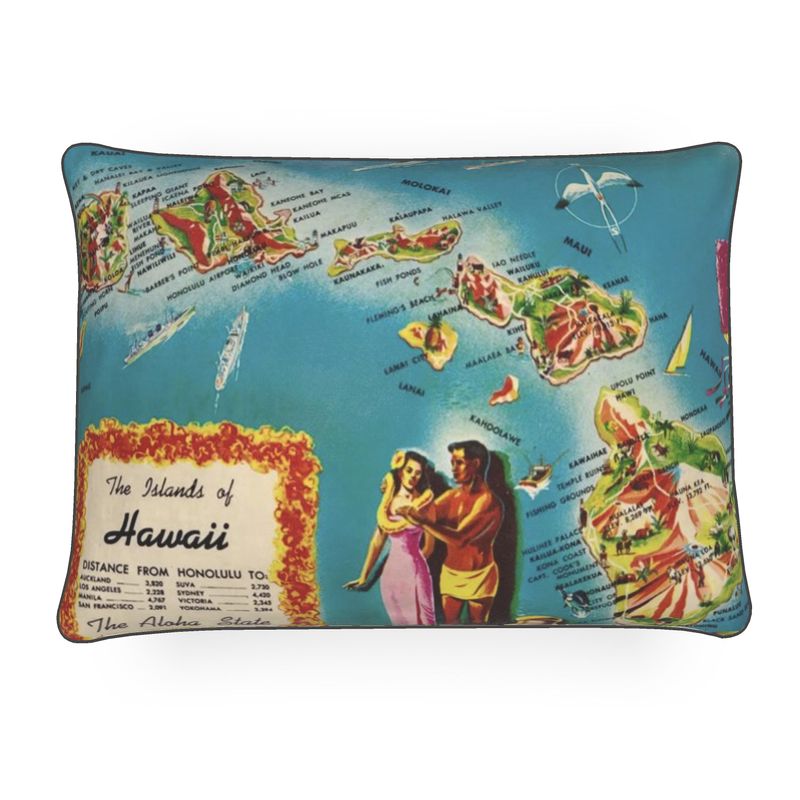 Hawaii Aloha State Map Luxury Pillow