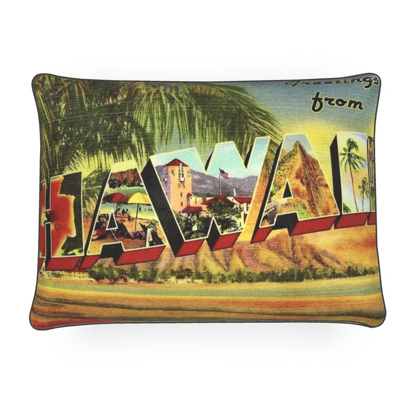 Hawaii Greetings From Large Letter Postcard Luxury Pillow