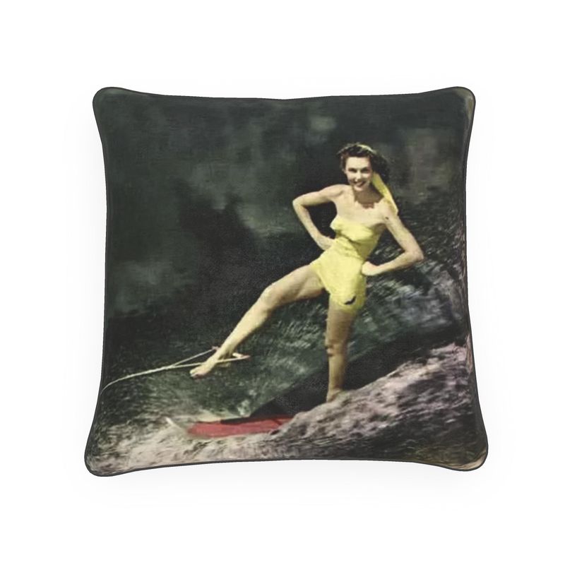Hawaii Waterskiing Woman Luxury Pillow
