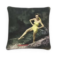 Load image into Gallery viewer, Hawaii Waterskiing Woman Luxury Pillow
