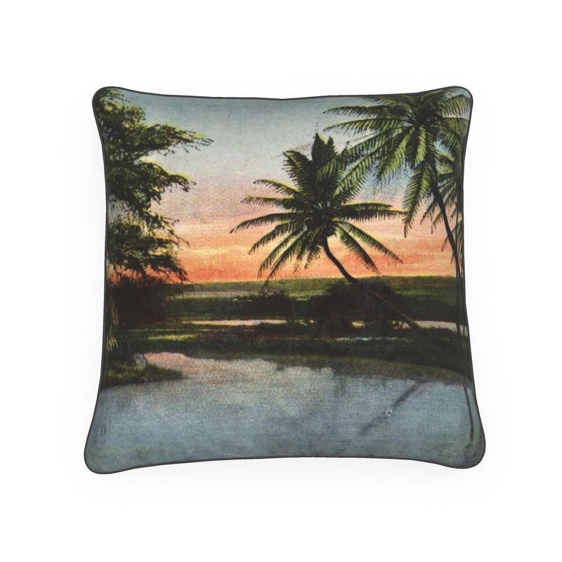 Hawaii Hilo Cocanut Lagoon Territorial Luxury Pillow